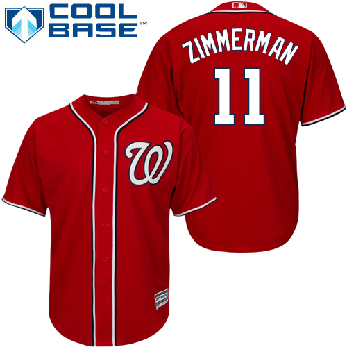 Men's Washington Nationals #11 Ryan Zimmerman Red Cool Base Stitched MLB Jersey